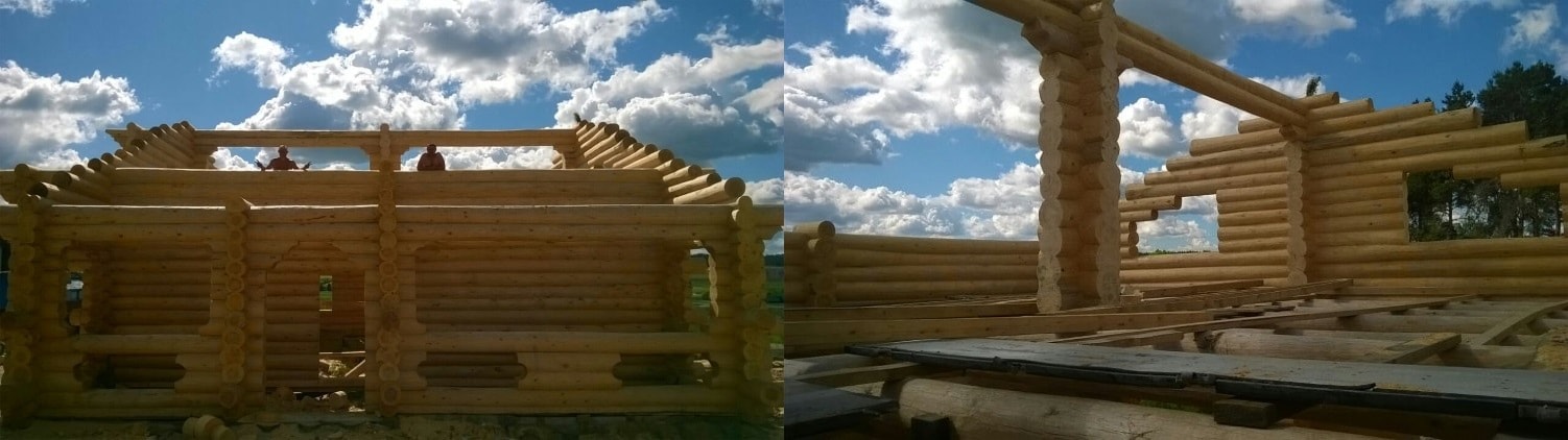 Строительство сруба дома в Беларуси.